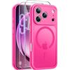 Qasyfanc Magnetica Cover per iPhone 17 Pro Max, Rosa | Compatibile con MagSafe,con 2 Pezzi Vetro Temperato Pellicola, Cover Clear Slim Fit Antiurto Militare Antigiallo