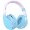 Xunpuls Cuffie per bambini, cuffie wireless over-ear con microfoni, suono stereo, 10 ore di riproduzione, pieghevoli e regolabili, cuffie Bluetooth 5.1 per adulti, scuola, viaggi (blu)