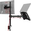 Duronic DM25L1X1 Supporto Monitor con Morsetto e Piattaforma Laptop | Braccio inclinabile e orientabile, VESA standard, Compatibile con schermi TV, Da scrivania