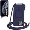FMPCUON FNPCUON Cover Magnetica Silicone per iPhone 11 Pro con Cordino,Compatibile con MagSafe,Custodia con Laccio Collana Tracolla Collo Sottile TPU Antiurto Protettiva Case con Corda.Blu