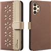 BLOTECH Pizzo Traforato Cover per Samsung Galaxy A13 4G 5G Cellulare Custodia PU Cuoio Pizzo Traforato Portafoglio Cucito Artigianato Abbigliamento Flip Wallet Case per Samsung Galaxy A13 4G 5G - Marrone