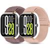 CHANRASI 2 Pezzi Cinturino Compatibile con Xiaomi Redmi Watch 6/5/4 Uomini Donne,Regolabile Sportiva Nylon Elastico Cinturino per Mi Band 9 Pro/Mi Band 8 Pro