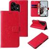 LBH Custodia protettiva per Samsung Galaxy S26 Ultra, con motivo con farfalle e fiori, funzione leggio, magnetica, protezione completa a 360°, colore rosso