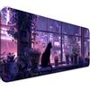 JIANG100 Tappetino da scrivania per gaming, motivo anime, gatto nero e pianta, per tastiera del computer, grande ed esteso, per ufficio e casa, 80 x 30 cm, XL, viola