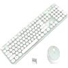 SOLIDEE Tastiera e Mouse Wireless,Tastiera Meccanica Stile Macchina da Scrivere Retrò,Tastiera QWERTY US 104 Tasti con Tastierino Numerico,Tasti Rotondi,Connessione 2,4GHz(White Green)