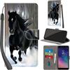 PHINIENLAND Cover per Samsung Galaxy A6 2018 custodia portafoglio Cavallo nero | 3 scomparti carte, 1 tasca banconote, Chiusura magnetica, Supporto, Pelle PU flip cover per Samsung A6 2018