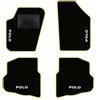 QUEMAR Tappetini Auto per Polo IV 2001-2009, Bordo Giallo, 4 Ricami | 9N - 9N3 / Kit Tappeti Moquette e Gomma su Misura / Set 2 Anteriori + 2 Posteriori / Ricami e Colori Personalizzati