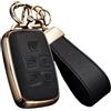 Axtrulix Custodia portachiavi per Land Rover con portachiavi, in pelle e TPU morbido, per Land Rover LR4 Range Rover Sport Evoque Jaguar XF XJ XJL F-pace (nero)