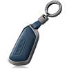 OFF WE GO Cover Chiave per VW Golf 8 Cupra Formentor Seat Leon MK4, Blu | Guscio Custodia Pelle per Skoda Octavia 4 Enyaq iV Cupra Born VW Multivan T7 3 Tasti Macchina Copri Chiavi Tagli Precisi