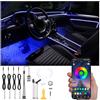 QAUBEN Auto Interno Strip Luces, 4 in 1 Multicolore RGB Auto Ambient Luceing Kit, 4m Fibra ottica EL Neon Tube Luce, Modalità fai da te Musica Sincronizzazione APP Controllo DC 12V