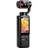 Wusvive Action Camera 4K con obiettivo rotante a 180°, POV Cam tascabile | 1080p-4K per video, microfono incorporato, supporta scheda 256G, 3000mAh per batteria, include treppiede, tascabile 140 mm