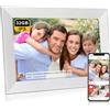 Véfaîî FRAMEO 32GB Cornice Digitale 10,1 Pollici WiFi, Schermo Touch IPS HD 1280x800, Presentazioni, Meteo, Teamperature, Tempo, Rotazione Automatica, Condivisione Istantanea delle Foto (Bianco)