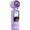 Generic Videocamera con obiettivo rotante 4K, viola senza scheda di memoria | Anteprima Schermo Fan Assisted Type-C TF Mount Compatto Vlog Companion Uso quotidiano