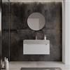 DEGHI Mobile bagno sospeso 90 cm 1 cassetto bianco opaco con lavabo alto effetto cemento - Deck