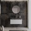 DEGHI Mobile bagno sospeso 90 cm 1 cassetto bianco opaco con lavabo alto effetto marmo dolomite striato - Deck