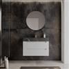 DEGHI Mobile bagno sospeso 90 cm 2 cassetti bianco opaco con lavabo alto effetto marmo dolomite striato - Deck