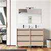 DEGHI Mobile bagno a terra 120 cm rovere atlas con lavabo doppio e specchio - Maestro