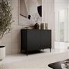 DEGHI Madia 98x81h cm top effetto rovere e 2 ante nero cannettato ad onda - Isolde