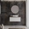 DEGHI Mobile bagno sospeso 90 cm bianco opaco cannettato con cassetto e top rovere deciso - Deck