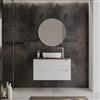 DEGHI Mobile bagno sospeso 90 cm bianco opaco con cassetti e top rovere deciso - Deck