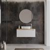 DEGHI Mobile bagno sospeso 90 cm bianco opaco cannettato con cassetto e top rovere gold - Deck