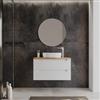 DEGHI Mobile bagno sospeso 90 cm bianco opaco con cassetti e top rovere gold - Deck