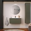 DEGHI Mobile bagno sospeso 100 cm con cassetto verde selva effetto cannettato e lavabo - Lameck