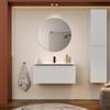 DEGHI Mobile bagno sospeso 100 cm bianco opaco effetto cannettato con lavabo - Lameck