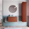 DEGHI Mobile bagno sospeso 80 cm terrarossa effetto cannettato e lavabo in ceramica - Lameck