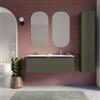DEGHI Mobile bagno sospeso 120 cm verde selva effetto cannettato con lavabo in ceramica e specchio - Lameck