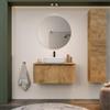DEGHI Mobile bagno sospeso 100 cm con top rovere gold effetto cannettato - Lameck