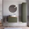 DEGHI Mobile bagno sospeso 70 cm verde selva effetto cannettato con top rovere gold - Lameck