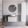 DEGHI Mobile bagno sospeso 80 cm bianco opaco effetto cannettato con top rovere gold - Lameck