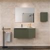 DEGHI Mobile bagno sospeso 90 cm verde selva effetto cannettato con anta e lavabo in ceramica sx - Lameck