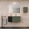 DEGHI Mobile bagno sospeso 90 cm verde selva effetto cannettato con anta nero opaco e lavabo in ceramica dx - Lameck