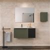 DEGHI Mobile bagno sospeso 90 cm verde selva effetto cannettato con anta nero opaco e lavabo in ceramica sx - Lameck