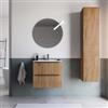 DEGHI Mobile bagno sospeso 60 cm due cassetti rovere africa effetto cannettato con lavabo in ceramica - Lameck
