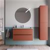 DEGHI Mobile bagno sospeso 100 cm due cassetti terrarossa effetto cannettato con lavabo - Lameck
