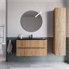 DEGHI Mobile bagno sospeso 100 cm due cassetti rovere africa effetto cannettato con lavabo nero opaco - Lameck