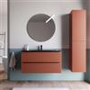 DEGHI Mobile bagno sospeso 100 cm due cassetti terrarossa effetto cannettato con lavabo nero opaco - Lameck