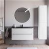 DEGHI Mobile bagno sospeso 100 cm due cassetti bianco opaco effetto cannettato con lavabo nero opaco - Lameck