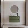DEGHI Mobile bagno sospeso 90 cm verde nordico cannettato con cassetti e top - Deck