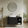 DEGHI Mobile bagno portalavabo 100 cm nero opaco con vani a giorno e specchio - Dunkel