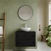 DEGHI Mobile bagno portalavabo 70 cm nero opaco con cassetti e specchio - Dunkel