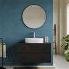 DEGHI Mobile bagno portalavabo 90 cm nero opaco con cassetti e specchio - Dunkel
