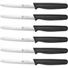 Yabano Set 6 Coltelli da Colazione Seghettati, Inox Pane e Tavola | Lama 1.4034 Tedesca | Punta Arrotondata Spalmaburro | Taglia Pomodori Salumi | Lavabile Lavastoviglie Ergonomico