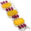 "Fatto a mano" Bracciale in argento sterling 925 con pietre preziose di giada rossa simulate...