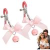 HoveeLuty 1 paio di morsetti per capezzoli, clip per capezzoli con fiocco a campana regolabile, clip per corpo in lega, clip per catena per corpo carina non perforante con fiocco e campanella per corpo, clip pe