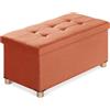BRIAN & DANY Pouf Contenitore, Cassapanca Contenitore Da Interno, Panca Poggiapiedi Pieghevole Per Soggiorno, Camera Da Letto, Camerino, Arancione, 76 X 38 X 38 cm