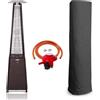 BU-KO Riscaldatore a gas per esterni, giardino, campeggio, barbecue, feste in rattan, stile piramide, 13 kW, ruote portatili, regolatore e tubo flessibile | Riscaldamento a gas a GPL e copertura